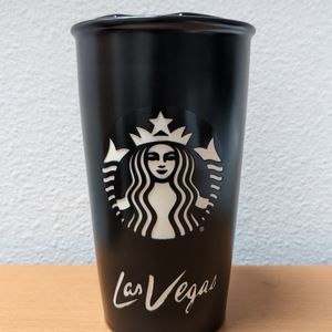 SOLD Starbucks tumbler Las Vegas Swarovski Black ceramic